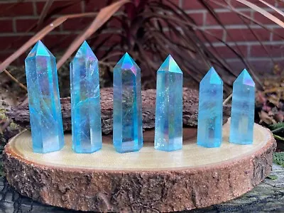 A+ Grade Blue Aura Quartz Point Tower | Obelisk | Crystal Wand | Healing Stone • £15.99