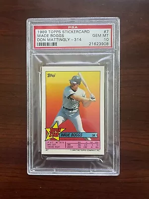 1989 Topps Stickercard #7 Don Mattingly Wade Boggs - 314 - Psa 10 - Pop 7! • $109.99