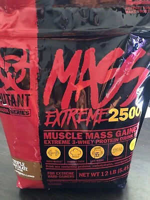 Mass Extreme 2500 Muscle Mass Gainer Protein Drink Triple Chocolate Flavor 12 Lb • $90
