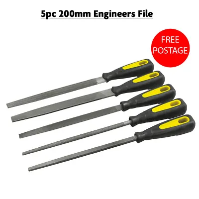 £9.99 • Buy 8  200mm Assorted Engineer Metal File 5Pc Set Anti Slip Soft Grip Heavy Duty