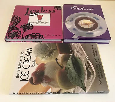 3 Books - Complete Cadbury’s Cookbook Legless & Incredible Australian Ice Cream • $53.65