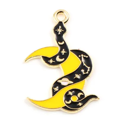 £3.90 • Buy Gothic Halloween Charms Pendants Half Moon With Black Snake Pack Of 4
