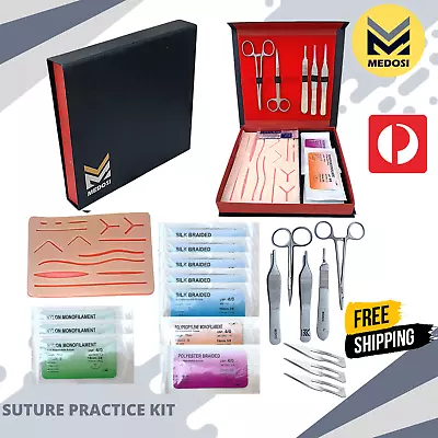 Complete Suture Practice Kit Medical Vet Students Surgical Knots Suturing Tools • $31.96