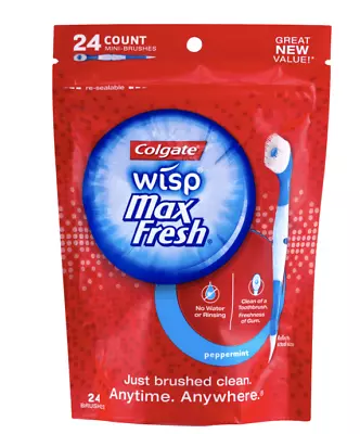 Colgate Max Fresh Wisp Disposable Mini Toothbrush Peppermint - 24 Count • $8.79