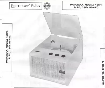 1956 MOTOROLA 46HF1 Record Player Photofact MANUAL Phono Amplifier Amp Changer • $10.99