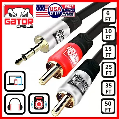 AUX Auxiliary 3.5mm Audio Male To 2 RCA Y Male Stereo Cable Cord Wire Plug • $13.99