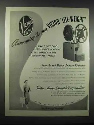 1947 Victor Lite-Weight 16mm Sound Projector Ad • $19.99