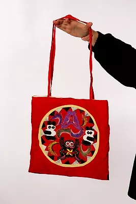 60s 70s Vintage Panda Patchwork Embroidered Tote Bag • £35