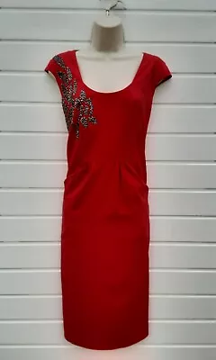 Shift Dresspencilbeadsmart/casual60's70's80's Vintage Styleredsize 10 Ap • £5.99