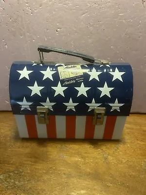 Vintage Aladdin American Flag Stars & Stripes Dome Lunchbox W/ Thermos! Vg • $174.99