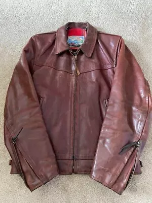 AERO LEATHER Horsehide Single Riders Jacket Men 38 Red Brown Vintage From Japan • $1079.82