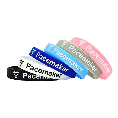 Pacemaker Medical Alert Wristbands ID Bracelets Silicone Bands Adult Unisex • £5.99