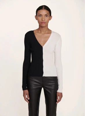 $135 • Buy Staud Cargo Colorblock Ribbed Knit Cardigan Size Small