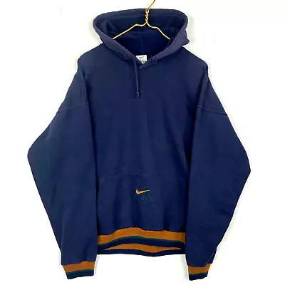 Vintage Nike Air Sweatshirt Hoodie Large Blue Center Swoosh 90s Usa • $67.99