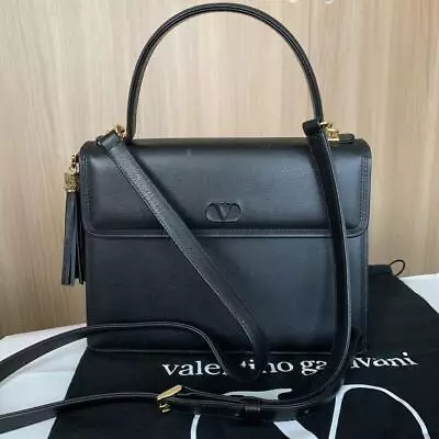 VALENTINO GARAVANI Black Leather Shoulder Bag Handbag AM448 • $203