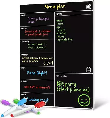 £14.85 • Buy Magnetic Black Board Fridge Calendar - Useful Menu Planner