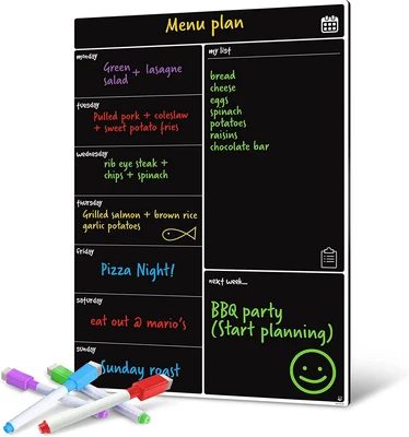 £13.99 • Buy Magnetic Black Board Fridge Calendar - Useful Menu Planner