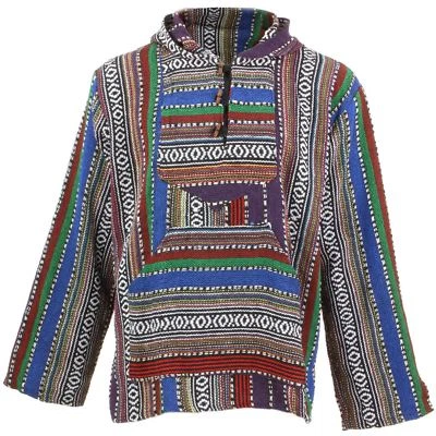 £9.95 • Buy BAJA HOODIE TOP HIPPIE FESTIVAL DRUG RUG SURF JUMPER GHERI COTTON Blue Green Red