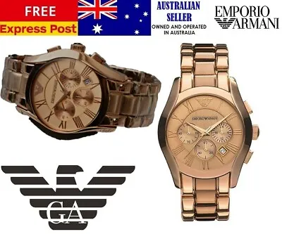 EMPORIO ARMANI AR0365 Mens ALL ROSE GOLD CHRONOGRAHPH STAINLESS STEEL MENS WATCH • $249.99