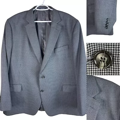 Stafford Classic Fit Blazer Jacket Sport Coat Mens 50R Blue Gray Houndstooth • $49