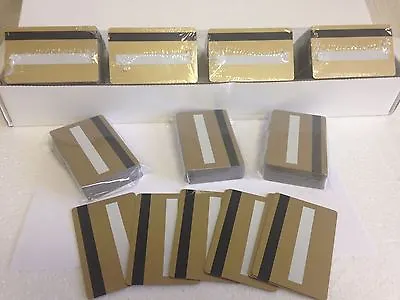 1000 Gold CR80 PVC Cards HiCo MagStripe 2 Track W/ Signature Panel - ID Printers • $199.50