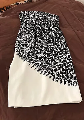 MILLY Women’s Dress EVA Strapless Midi Black White With Side Slits NEW Size 4 • $150