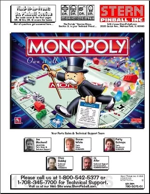 Monopoly Pinball *FULL COLOR Operations/Service/Repair/Troubleshooting Manual XA • $34.95