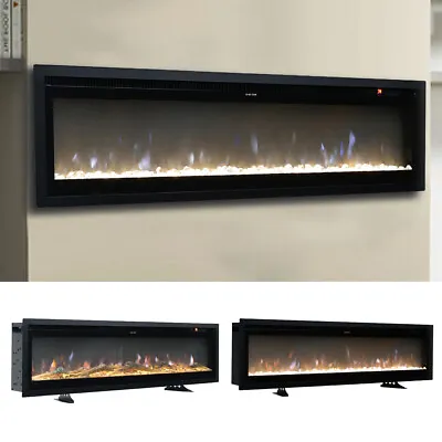 40 50 60  Home Electric Fireplace Wall Mounted/ Built-in LED Fire 9 Colour Flame • £35.95