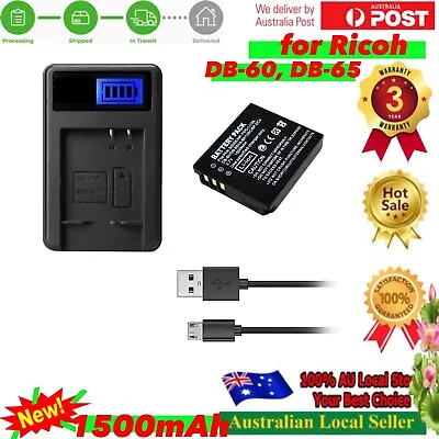 DB-65 Battery + Usb Lcd Charger For RICOH GR II GX100 GX200 WG-M1 GRII GR  DB-60 • $36.65