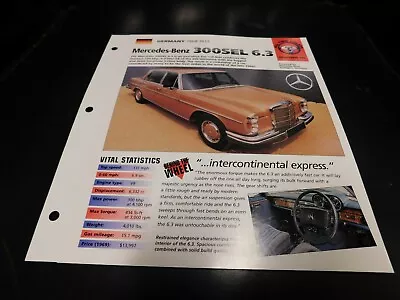 1968-1972 Mercedes Benz 300SEL 6.3 Spec Sheet Brochure Photo Poster 69 70 71 • $5