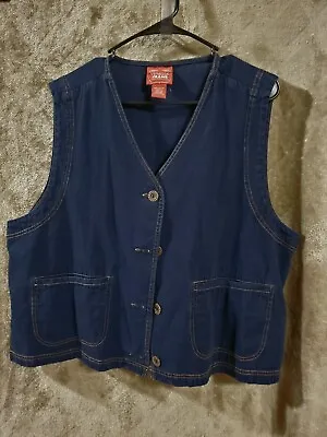 Venezia Jeans Cotton Denim Blue Fitted Vest Button Front Women Size 14/16 EUC • $16.99