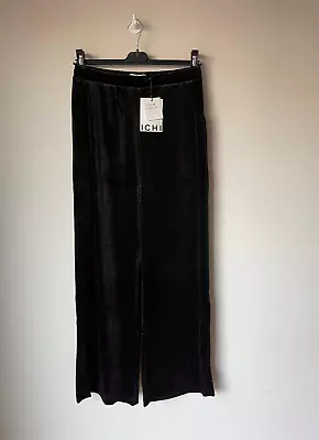 Black Velvet Trousers Lavanny ICHI SMALL / 27  Waist / UK 8-10 💖BNWT RRP £34 • £16.96