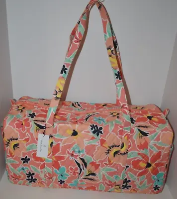 Vera Bradley Rain Forest Lily Coral Pattern Large Traveler Duffel Bag • $74.95