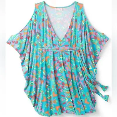 Mara Hoffman Aloha Cold Shoulder Caftan Swim Jersey Cover Up Dress OS • $44.99