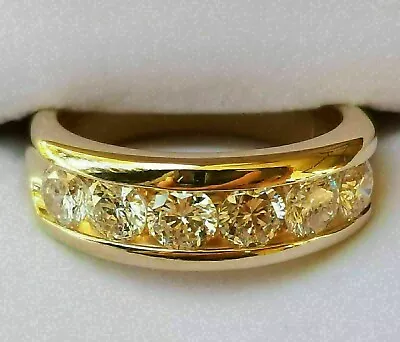 Men's 14K Yellow Gold Plated 3Ct Round Diamond Lab Created Wedding Band Ring • $108.28