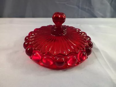 L.G. Wright Ruby Red Glass Eyewinker Eye Winker Pattern Candy Dish LID ONLY • $4.99