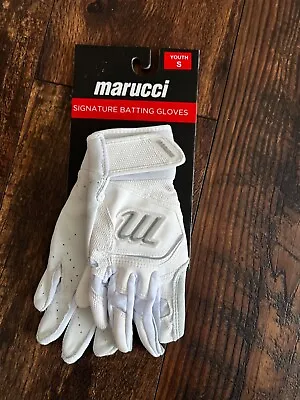 NEW MARUCCI SIGNATURE BASEBALL BATTING GLOVE Youth Small WHITE • $24.69