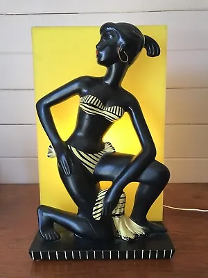 Ultra Rare Vintage Barsony Pottery Black Lady Lamp Perspex Backing Working 37cm • $1600