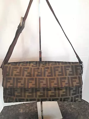 Authentic Vintage Fendi Zucca Tobacco Green And Black Shoudler Bag • $500