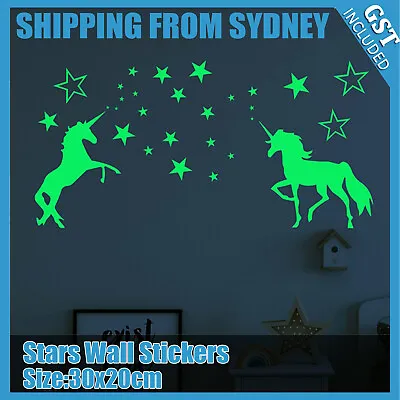 Unicorn Glow In The Dark Stars Wall Stickers Kids Bedroom Decals Decor DIY AU • $5.59