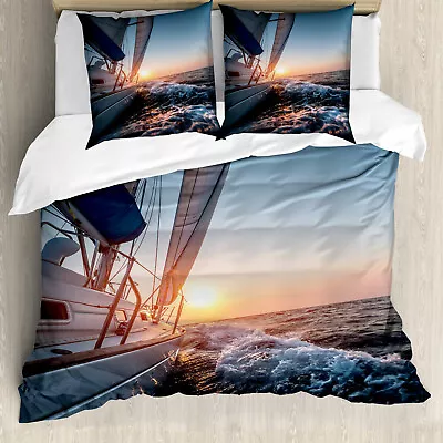 Fishing Duvet Cover Sail Boat On Sea Hobby • £32.99