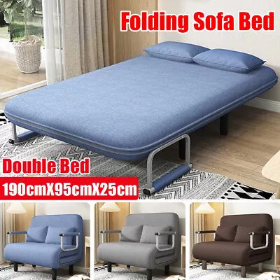 Folding Single/Double Fabric Sofa Bed Chair Sleep Lounge Sleeper Leisure Guest  • £153.99