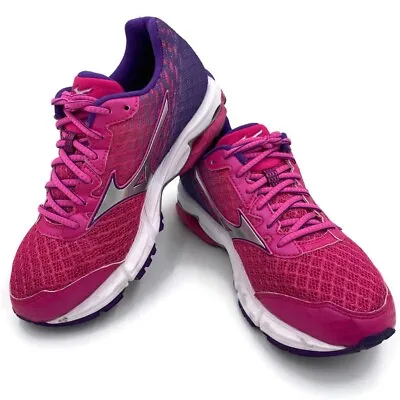 Mizuno Wave Rider 19 Womens 7 Wide US Running Sneaker Pink Purple J1GD160303 • $37.97