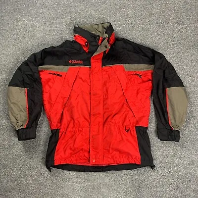 Vtg Columbia Mens Jacket Small Red Black 90s Fire Ridge Winter Coat Ripstop Ski • $34.95