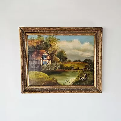 Edwardian Oil Painting In Gilt Frame Early 20th Century • £155