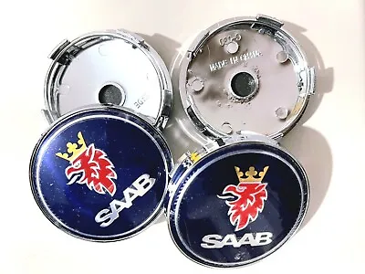 SAAB CENTRE HUB CAPS ALLOY WHEELS X 4 SET 60mm 9-3 93 95 900 9-5 • $18.99