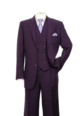 Men's 3 Piece  Luxurious Woo Feel  Fancy  Suit 2-Button Two Side Vents V9 • $104.95