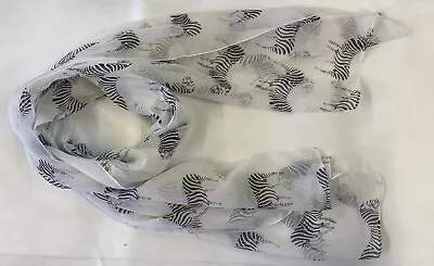 White Zebra Fashion Animal Print Chiffon Scarf Neck Hijab Shawl Wrap Uk Seller • £3.95