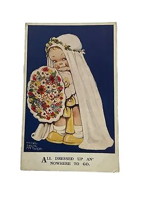 Vintage Mabel Lucie Attwell Wedding Postcard “All Dressed Up An' Nowhere To Go” • £2