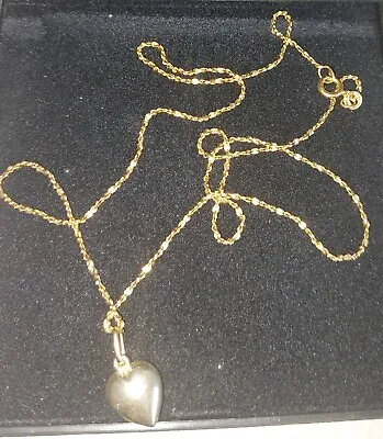 9ct Gold Chain With 10ct Gold Heart Pendant About 44cm Long Chain 2.78grams • $378